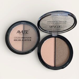 🔴NWT Amuse Cosmetics 2-in-1 Bronzer & Highlighter Duo Light Pink & Light Brown